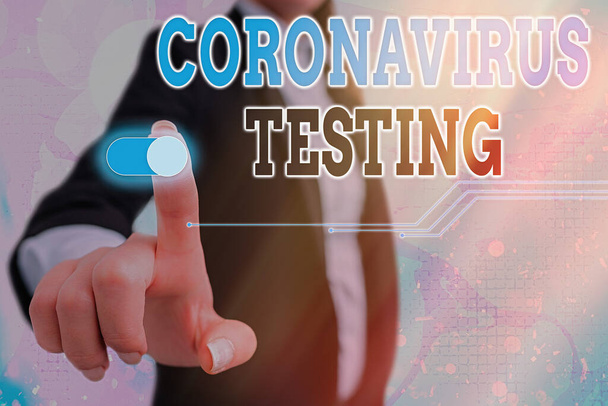 Konceptuální rukopis ukazující testování koronaviru. Prezentace firemních fotografií Sběr vzorků od životaschopného pacienta pro identifikaci visacího zámku SARSCoV2 Graphics pro webovou aplikaci pro zabezpečení dat - Fotografie, Obrázek