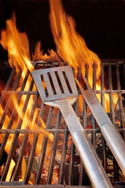 Barbecue Utensils on Hot Grill XXXL - Photo, Image