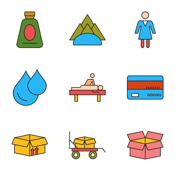 Conjunto simple de iconos de color relacionados universales
 - Vector, imagen