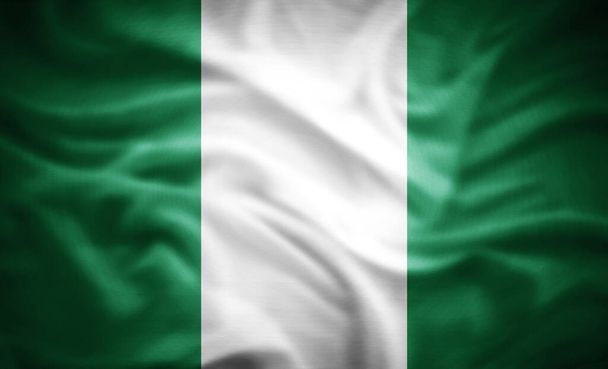 bandeira realista da Nigéria, ilustração 3D - Foto, Imagem