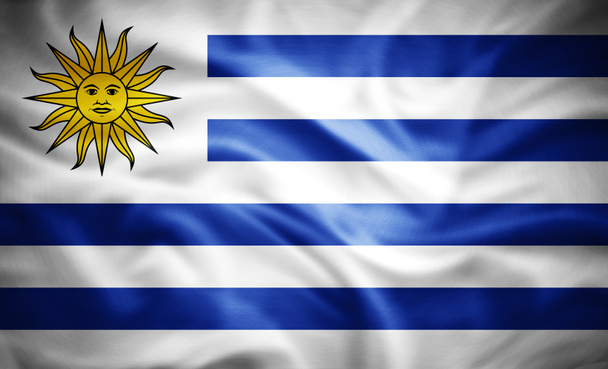 realistická vlajka Uruguaye, 3D ilustrace - Fotografie, Obrázek