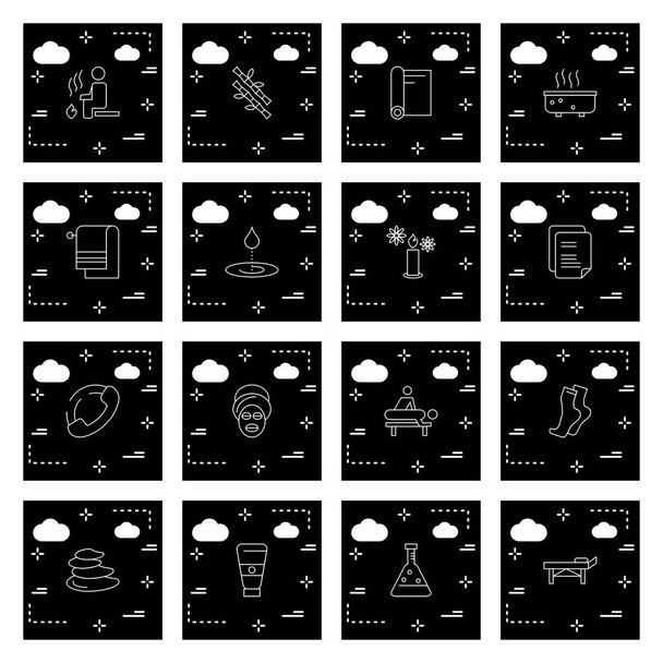 icônes noires, 16 différentes icônes universelles pour application mobile et site Web, illustration vectorielle  - Vecteur, image