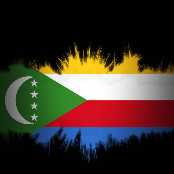 Прапор Коморських Островів з розірваними краями, цифрова ілюстрація - Фото, зображення