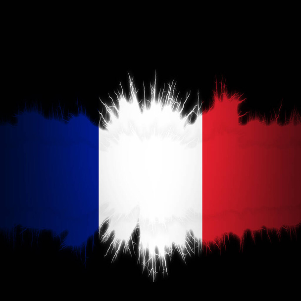 Прапор Франції з розірваними краями, цифрова ілюстрація - Фото, зображення
