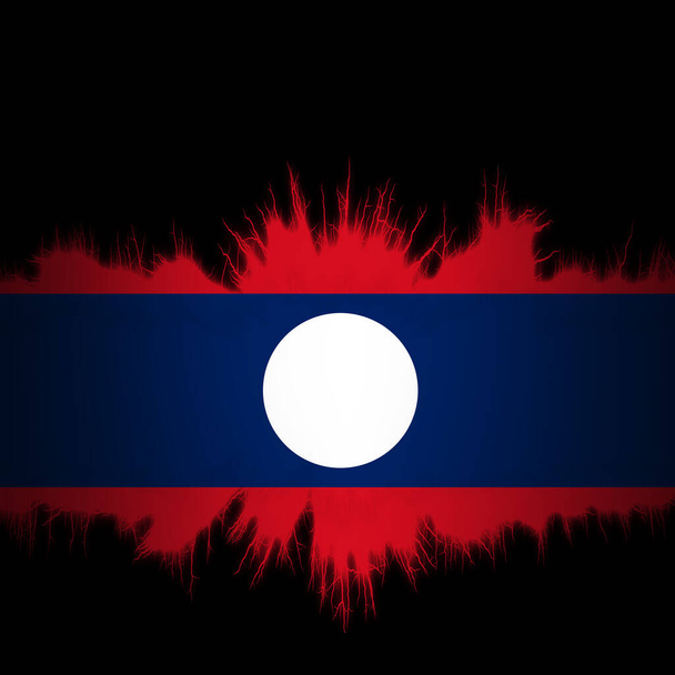 Laoská vlajka s roztrženými okraji, digitální ilustrace - Fotografie, Obrázek