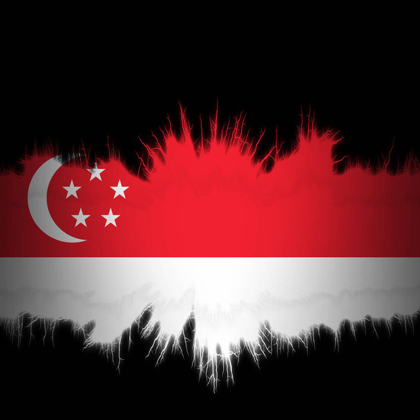 Singapurská vlajka s roztrženými okraji, digitální ilustrace - Fotografie, Obrázek