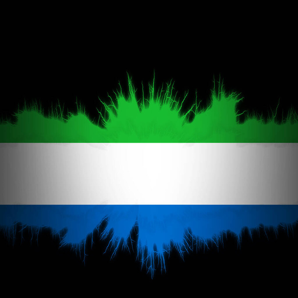 Прапор Сьєрра-Леоне з розірваними краями, цифрова ілюстрація - Фото, зображення