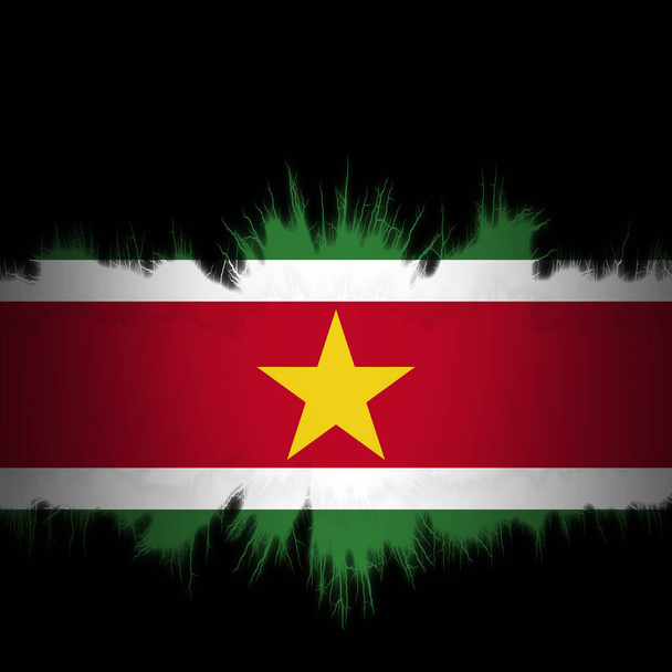 Прапор Суринаму з розірваними краями, цифрова ілюстрація - Фото, зображення
