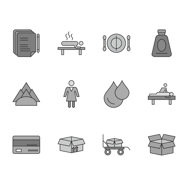  Set of 12 Universal Pixel Icons, vector illustration  - Vector, Image