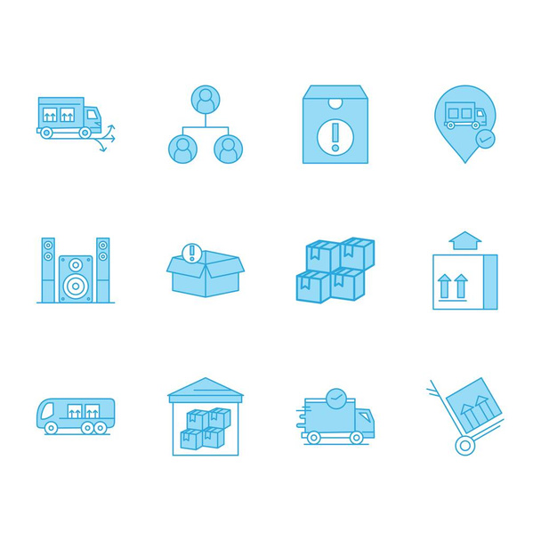 blue simple icons, Set of web Icons, vector illustration  - Vector, Image