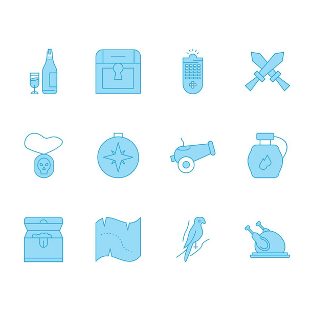 blue simple icons, Set of web Icons, vector illustration  - Vector, Image