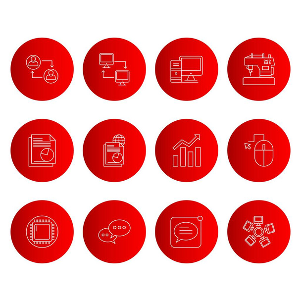 rode ronde iconen, verzameling set van universele gerelateerde iconen, vectorillustratie  - Vector, afbeelding