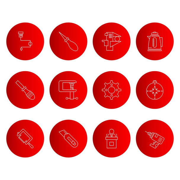 rote runde Symbole, Set universeller verwandter Symbole, Vektorillustration  - Vektor, Bild