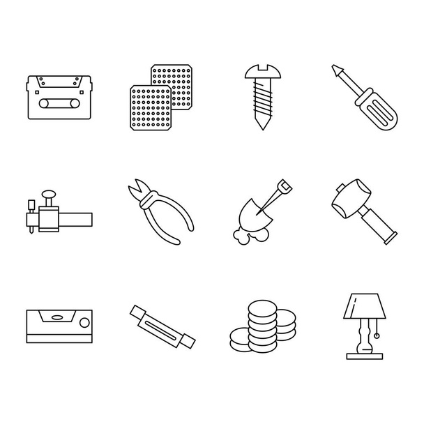 Universele pictogrammen voor mobiele applicatie en website, eenvoudige pictogrammen set, vectorillustratie  - Vector, afbeelding