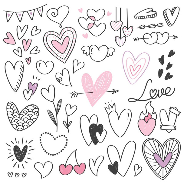 hand drawn heart doodle illustration - Vector, Image