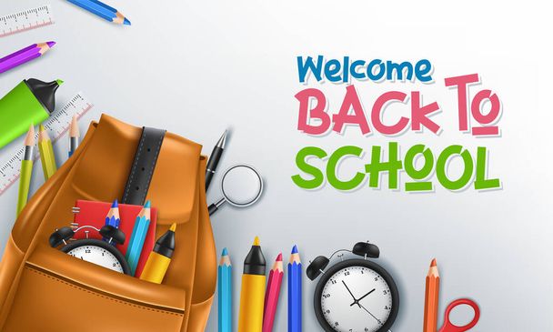 Back to school with school items and elements - Vector, Image