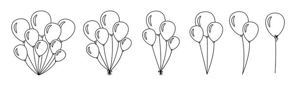 Bunch of balloons set line bunches groups vector - Διάνυσμα, εικόνα
