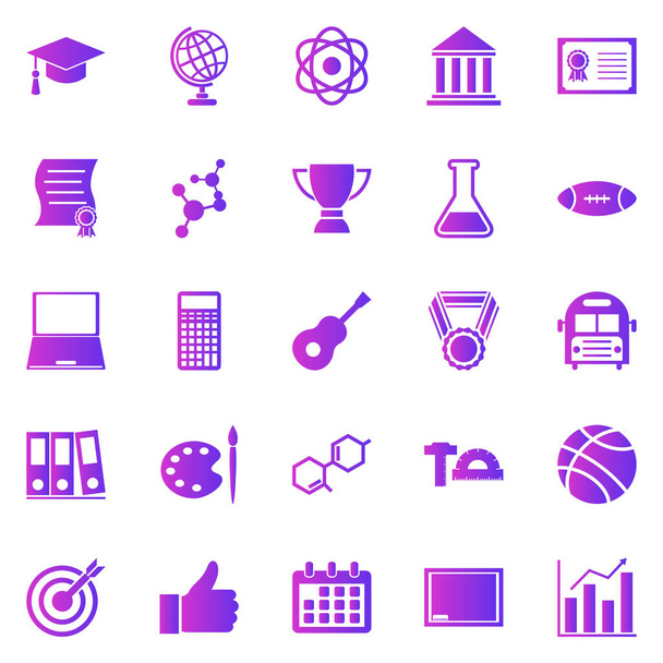Iconos de gradiente universitario sobre fondo blanco, vector de stock
 - Vector, Imagen