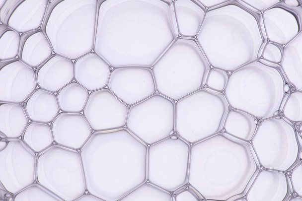 Macro close-up de bolhas de sabão parecem imagem científica de célula e membrana celular
 - Foto, Imagem