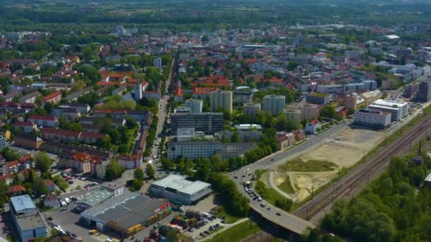 Aerial view of the city Rosenheim in Germany, Bavaria on a sunny spring day during the coronavirus lockdown. - Footage, Video