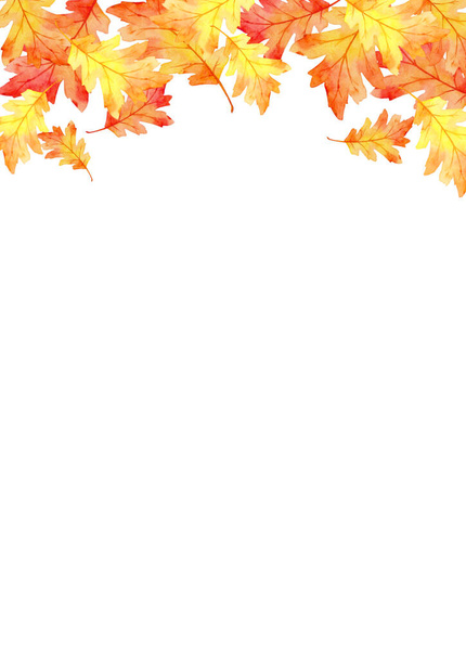 cornice di foglie rosse in autunno concetto isolato su sfondo bianco. Layout piatto, vista dall'alto, spazio di copia. - Foto, immagini