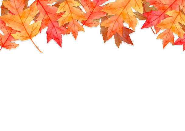 Rahmen aus roten Blättern im Herbstkonzept isoliert auf weißem Hintergrund. Flache Lage, Draufsicht, Kopierraum. - Foto, Bild