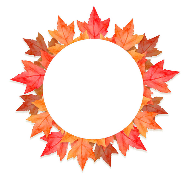 marco de hojas rojas en el concepto de otoño aislado sobre fondo blanco. Plano, vista superior, espacio para copiar
. - Foto, Imagen
