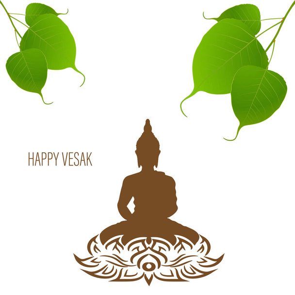 Foglia di fico sacro o Pipal tree Buddha Purnima o Vesak day vector illustration, allso called Guru Purnima in India and Nepal - Vettoriali, immagini
