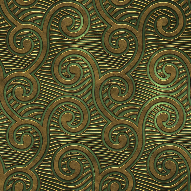 Metal seamless texture with swirls pattern, 3d illustration - Photo, Image