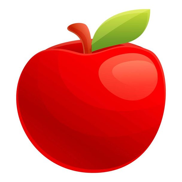 Red eco apple icon, cartoon style - Вектор,изображение