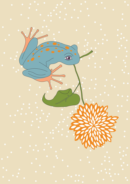 Frog and Flower - Вектор, зображення