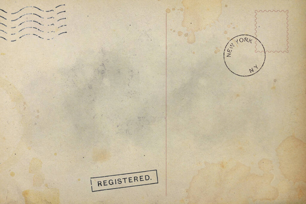 Parte posterior de la vieja postal con mancha sucia - Foto, Imagen