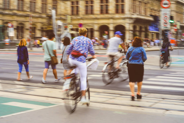 Defocused abstract blur background of people cross street - Photo, Image