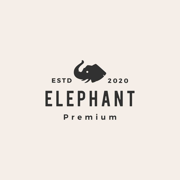 ελέφαντας επικεφαλής hipster vintage λογότυπο διάνυσμα εικονίδιο εικόνα - Διάνυσμα, εικόνα