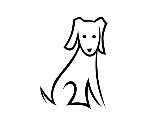 Χαριτωμένο σκυλί με καθιστή σιλουέτα χειρονομιών - Διάνυσμα, εικόνα