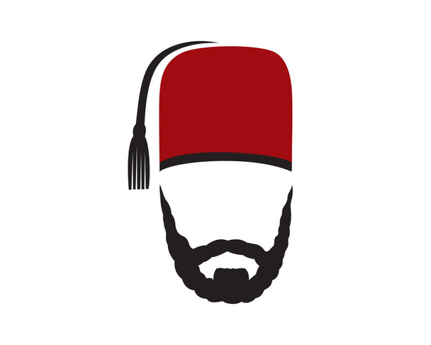 Chapeau turc Fès avec illustration barbe - Vecteur, image