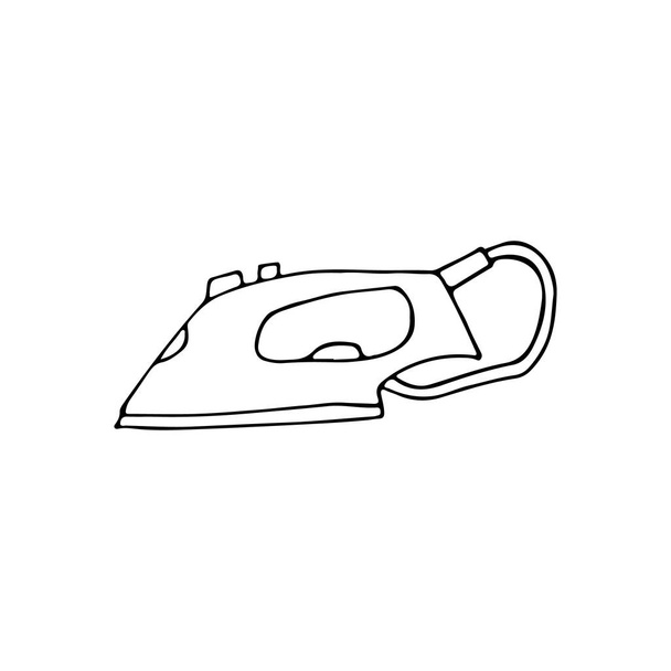 Doodle ícone de suavização de ferro no vetor. Ícone de ferro de alisamento desenhado à mão no vetor isolado no branco
 - Vetor, Imagem