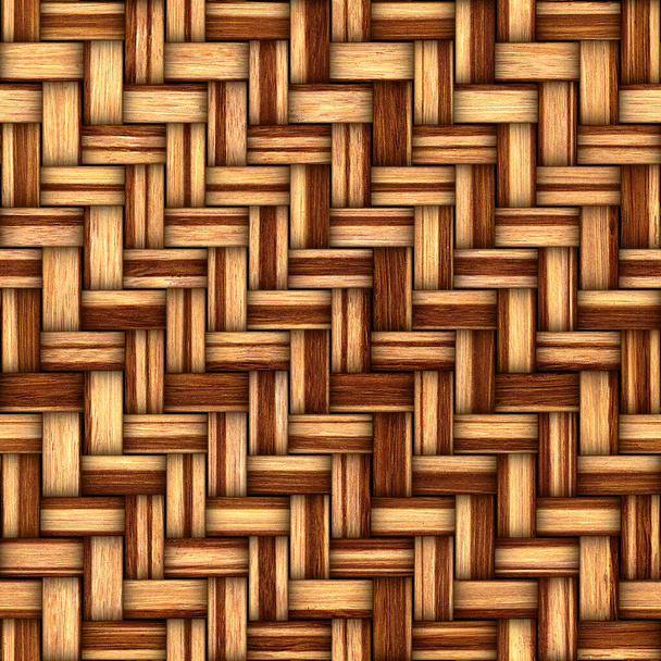 Basket weave seamless texture, wooden striped pattern, wicker rattan, 3d illustration - Photo, Image
