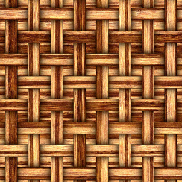 Καλάθι πλέξη χωρίς ραφή υφή, ξύλινο ριγέ μοτίβο, λυγαριά μπαστούνι, 3D εικονογράφηση - Φωτογραφία, εικόνα