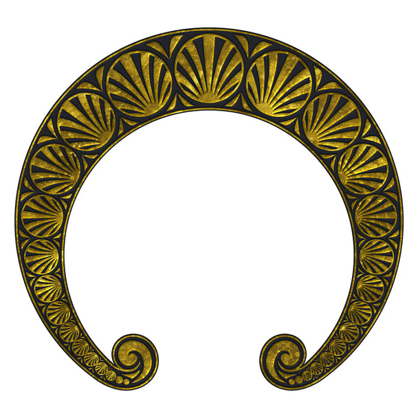 Art Nouveau, marco redondo negro y oro con relieve, ilustración 3d
 - Foto, Imagen
