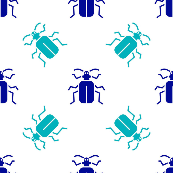 Escarabajo Chafer azul icono aislado patrón sin costuras sobre fondo blanco. Vector. - Vector, imagen