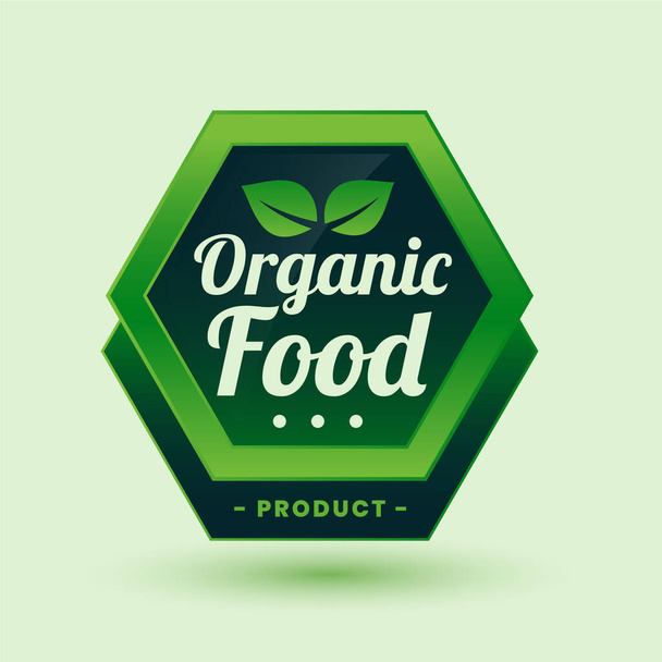 green organic food label or sticker design - Вектор,изображение