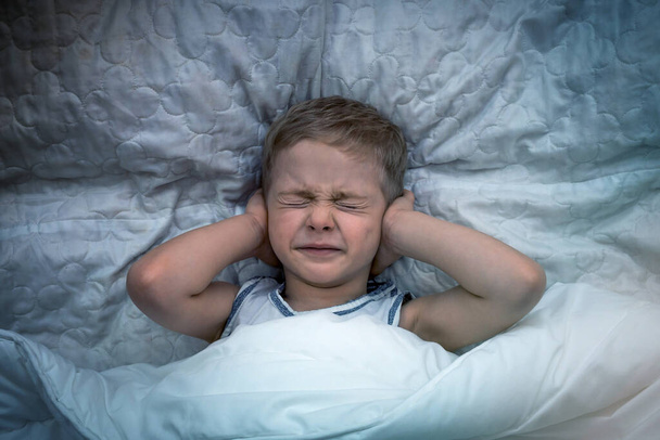 baby sleeps badly. prevent sleep. bad dream have child - Photo, Image