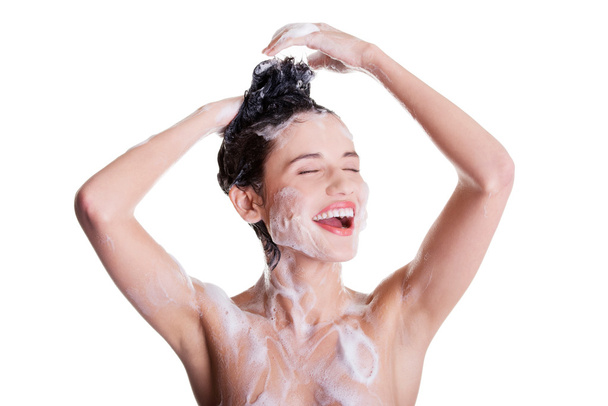 Young fit beautiful woman in shower - Фото, зображення