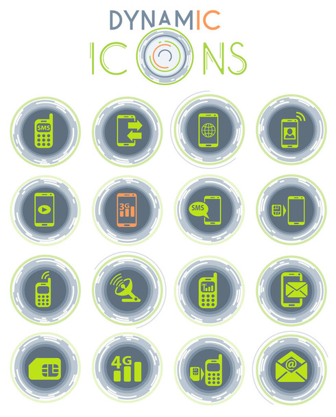 iconos de vector de conexión móvil sobre fondo blanco con líneas dinámicas para la animación para el diseño de la interfaz web y de usuario
 - Vector, imagen