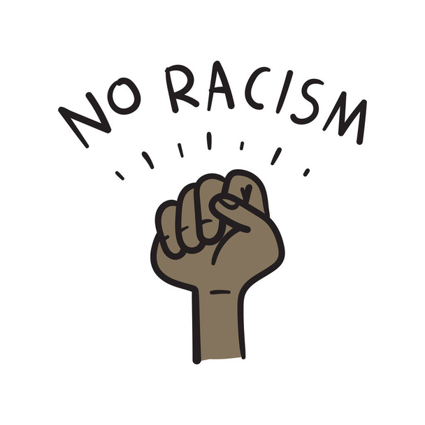 Pas de racisme. SMS pour action de protestation dessiné à la main doodle. - Vecteur, image