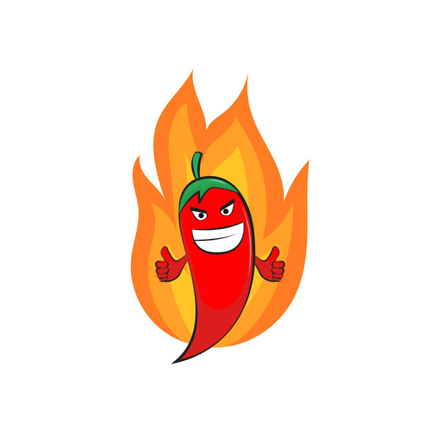 Baharatlı yemek vektörü illüstrasyonu için Chili logosu - Vektör, Görsel