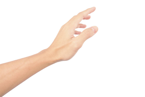 χέρι του ανθρώπου δείχνουν σε χειρονομίες απομονώνονται σε λευκό φόντο με λευκό δέρμα - Φωτογραφία, εικόνα