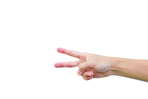 show hand είναι δύο χειρονομίες αριθμών που απομονώνονται σε λευκό φόντο - Φωτογραφία, εικόνα
