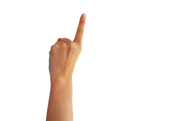mano di donna in gesti con sfondo bianco - Foto, immagini